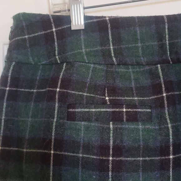 MERONA Tartan Plaid Wool Skirt Green Black Blue Pockets - Picture 8 of 9